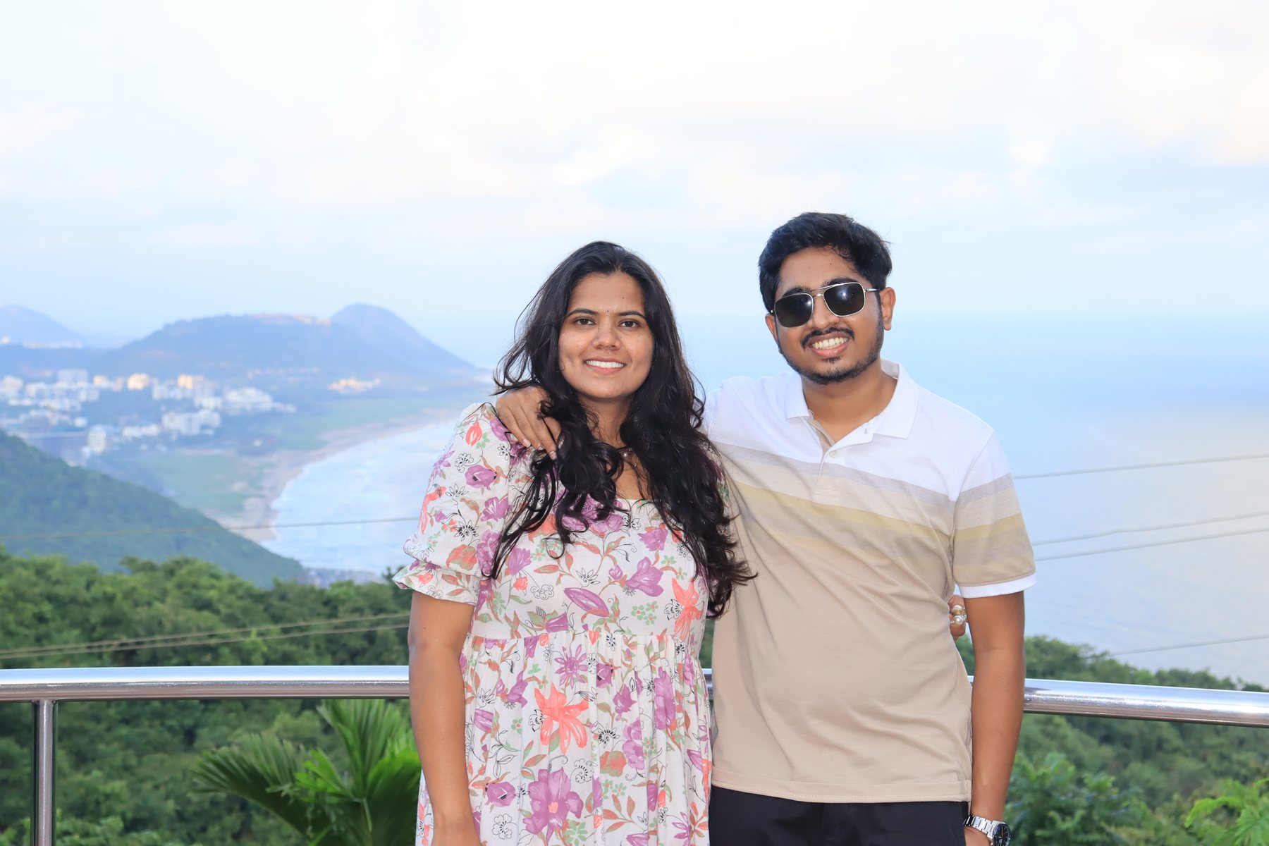 Together overlooking the hills and lake